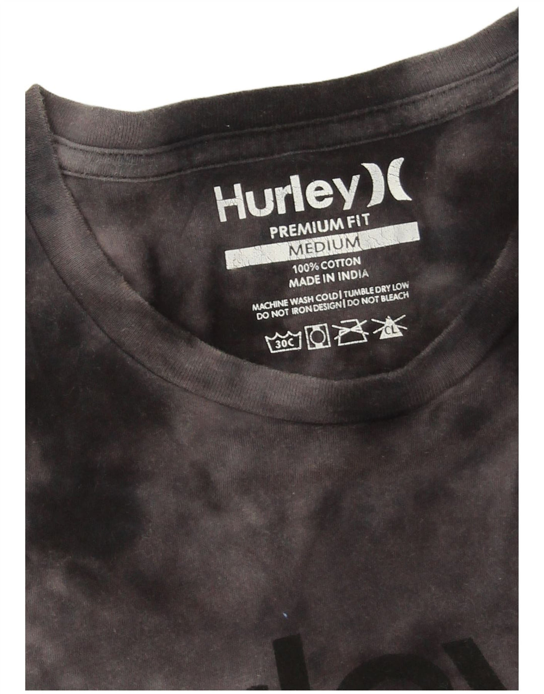 Hurley T-Shirt Graphique Homme Noir Moyen Tie Dye Coton