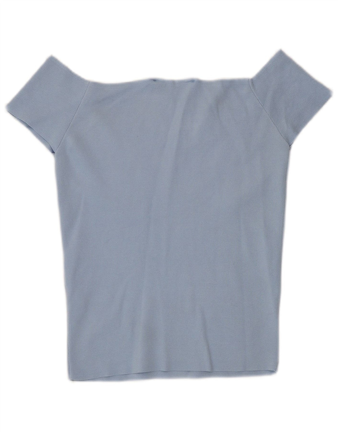 Zara Femme Haut Court À Épaules Dénudées UK 12 Bleu Moyen Polyamide