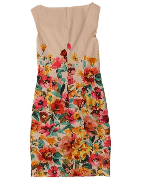 Max Mara Robe fourreau sans manches pour femme UK 10 Petit motif floral blanc cassé