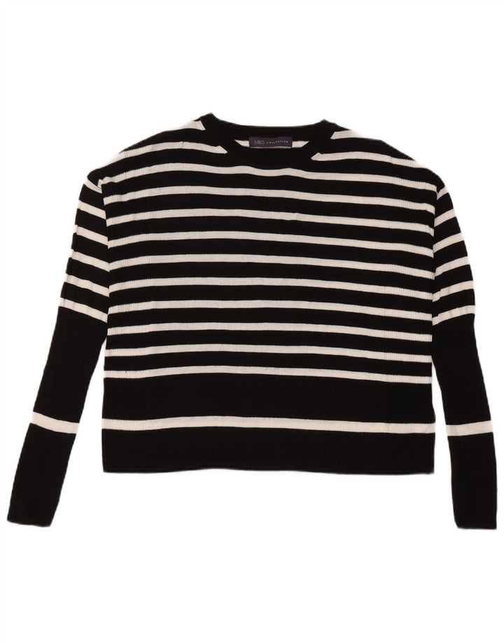 Marks & Spencer Pull ras du cou pour femme UK 14 Medium Noir Rayé