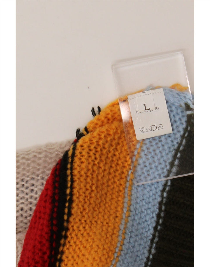 VINTAGE Pull col bateau femme UK 14 Large Multicolore