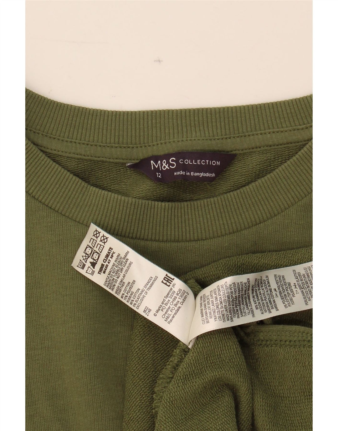 MARKS & SPENCER Womens Oversized Top Long Sleeve UK 12 Medium Green Cotton Vintage Marks & Spencer and Second-Hand Marks & Spencer from Messina Hembry 