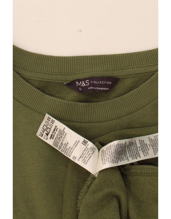MARKS & SPENCER Womens Oversized Top Long Sleeve UK 12 Medium Green Cotton Vintage Marks & Spencer and Second-Hand Marks & Spencer from Messina Hembry 