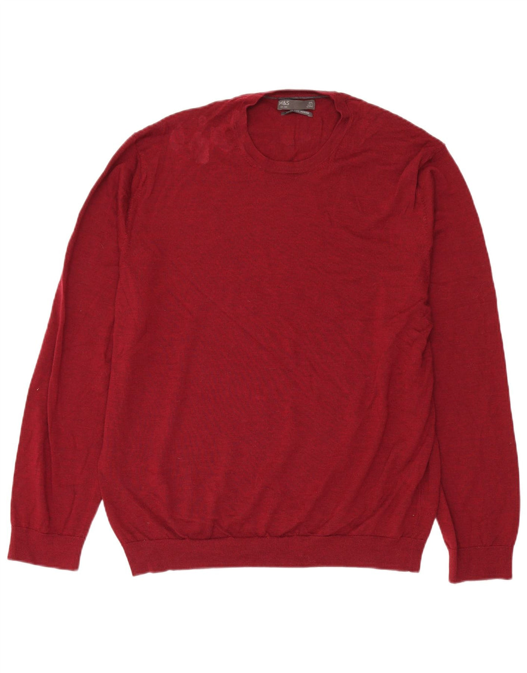 Marks & Spencer Pull col rond pour homme XL en laine mérinos rouge
