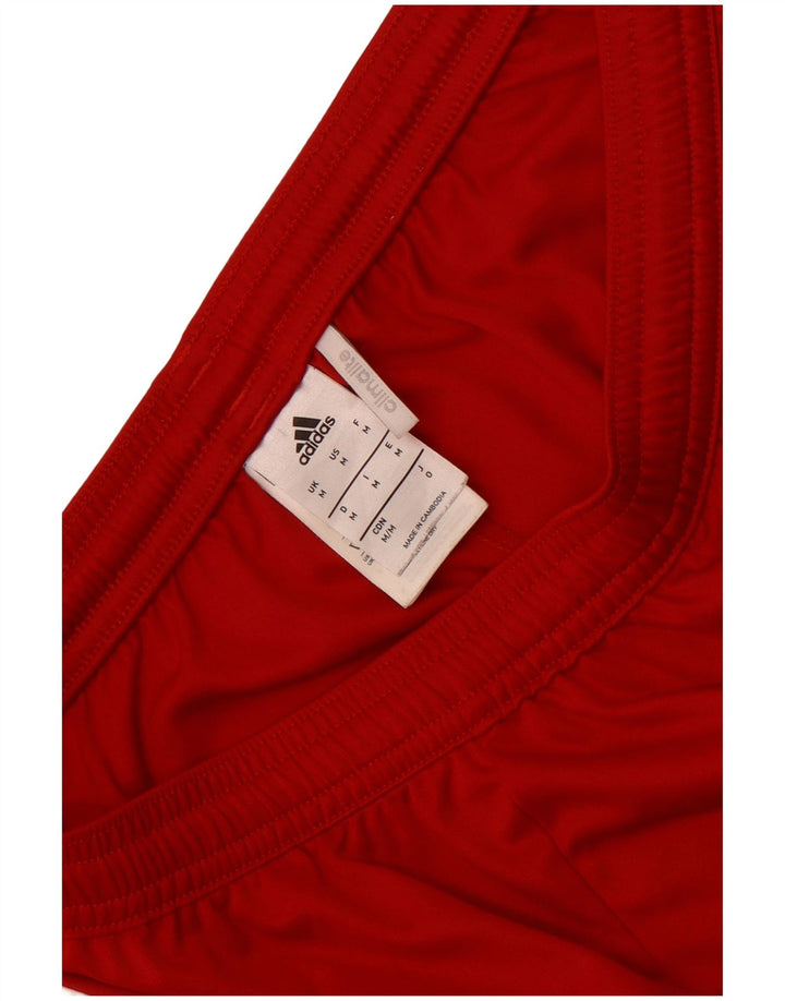 Adidas Short de Sport Climalite Homme Rouge Moyen Polyester Colorblock