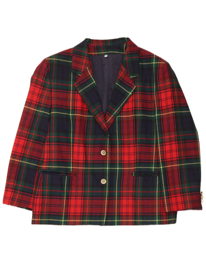vintage Femme 2 Bouton Blazer Veste IT 48 XL Plaid Multicolore