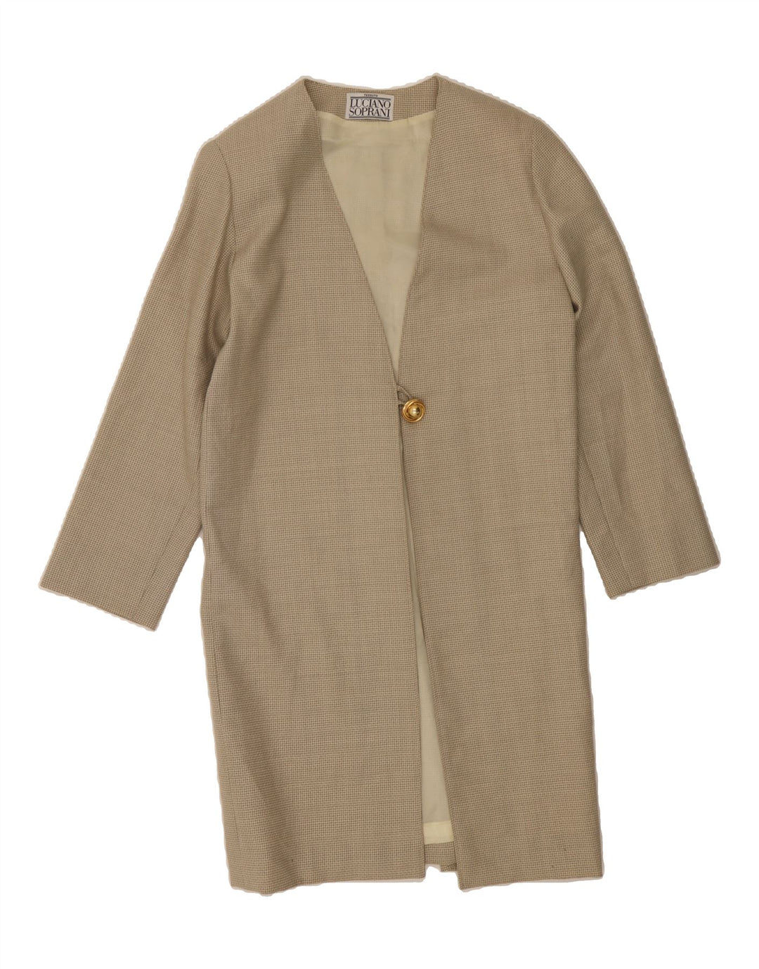 LUCIANO SOPRANI Womens Overcoat UK 10 Small Grey Houndstooth Vintage Luciano Soprani and Second-Hand Luciano Soprani from Messina Hembry 