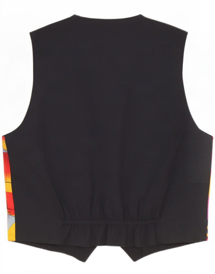 vintage Mens Réversible Gilet Moyen Multicolore Géométrique