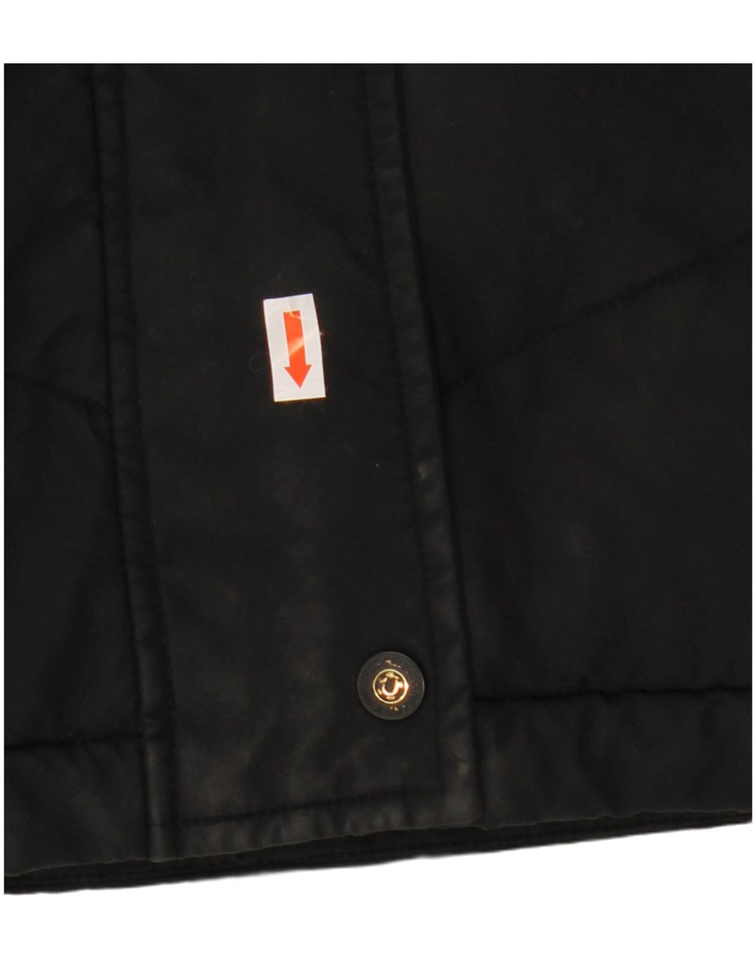 TRUE RELIGION Veste courte rembourrée pour femme UK 16 Large Noir Polyester