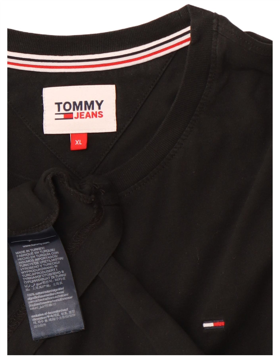 TOMMY HILFIGER T-Shirt Homme Top XL Noir Coton