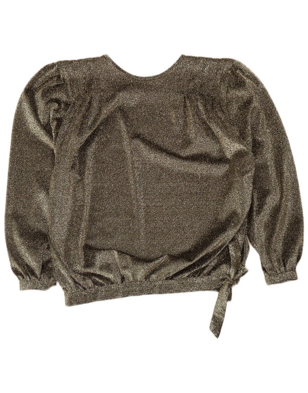 vintage Femmes Coupe décontractée Blouse Top UK 18 XL Or Moucheté