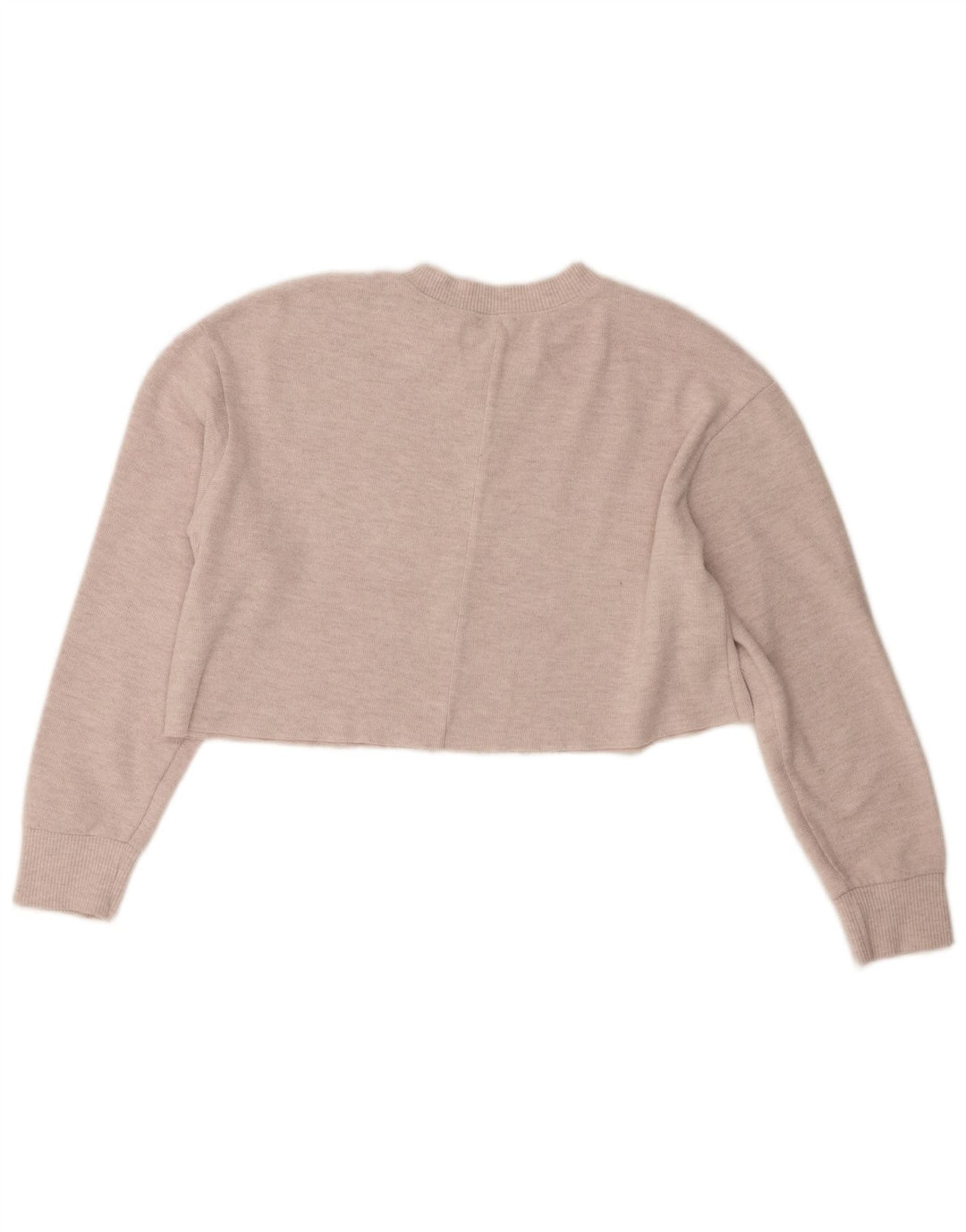 Zara Femme Crop Top Manches Longues UK 14 Polyester Beige Moyen