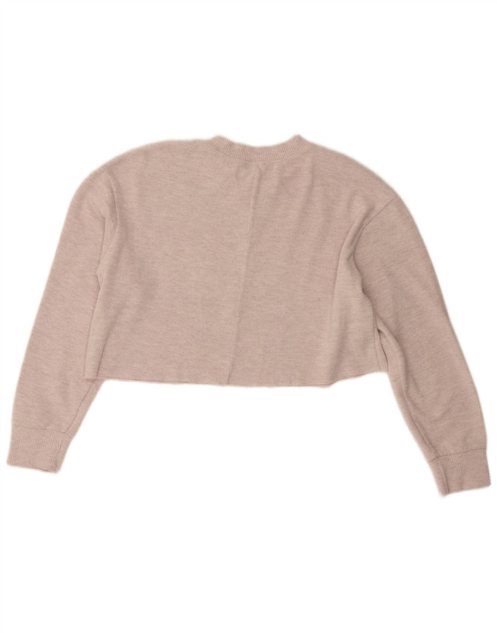 Zara Femme Crop Top Manches Longues UK 14 Polyester Beige Moyen