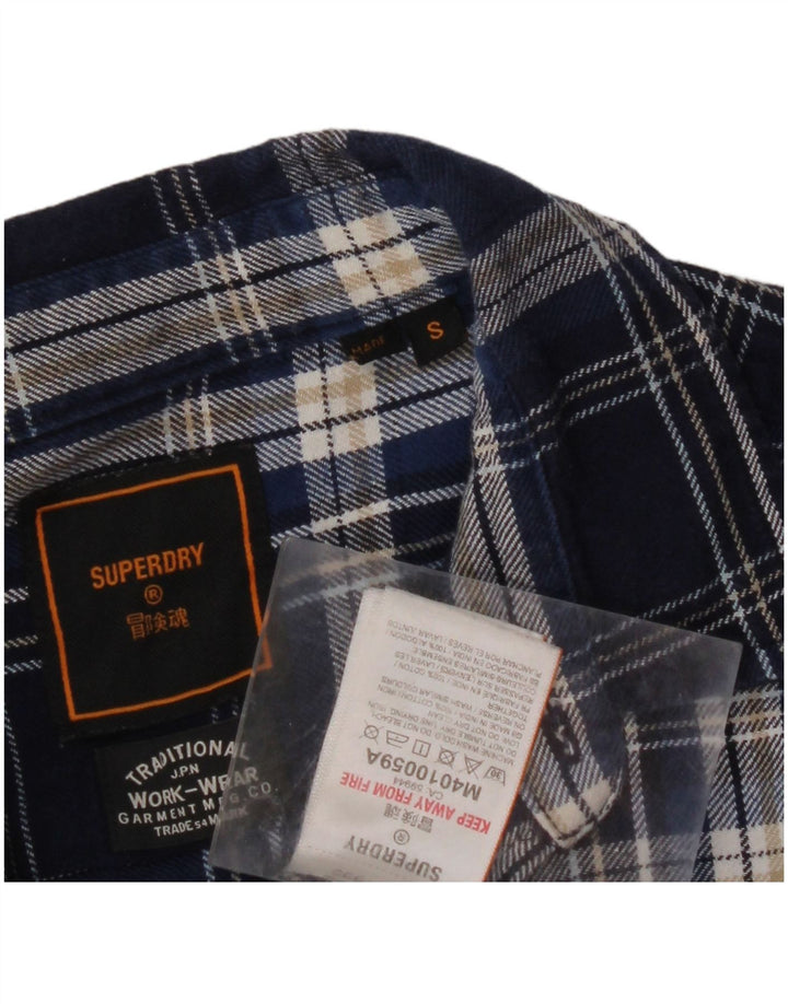 SUPERDRY Chemise Flanelle Homme Petit Carreau Bleu Coton