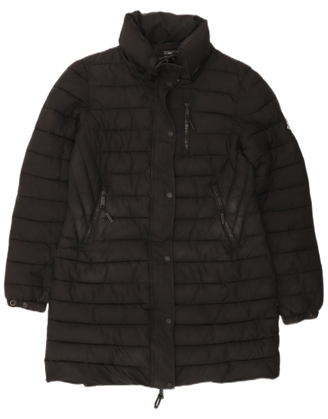 SUPERDRY Manteau rembourré pour femme UK 12 Medium Noir Polyester
