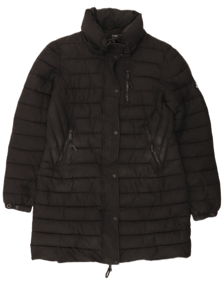 SUPERDRY Manteau rembourré pour femme UK 12 Medium Noir Polyester