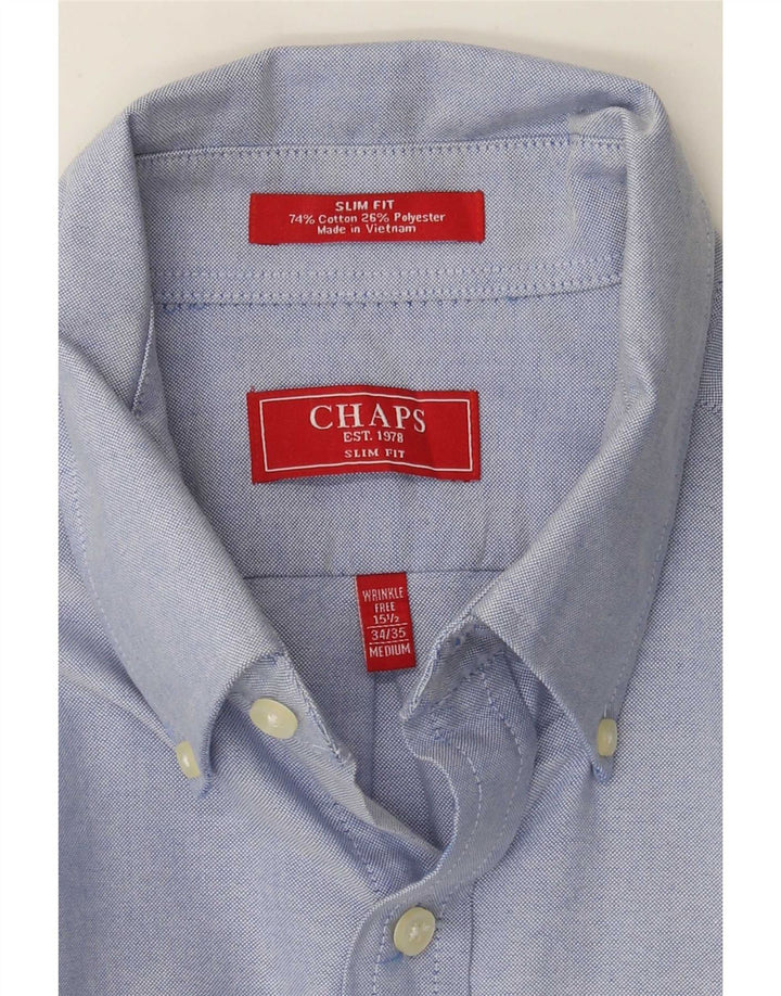 Chaps Chemise Slim Fit Homme Taille 15 1/2 Coton Bleu Moyen