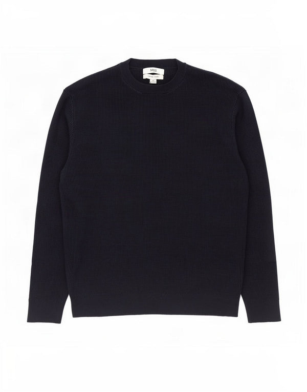 Marks & Spencer Pull à col rond pour homme 2XL en coton bleu marine