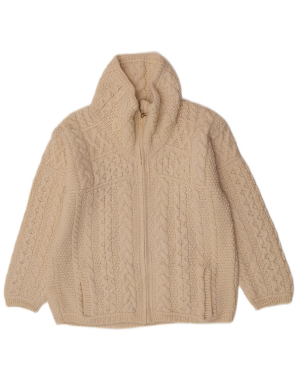 Aran Crafts Pull cardigan zippé pour femme UK 16 Large Blanc cassé
