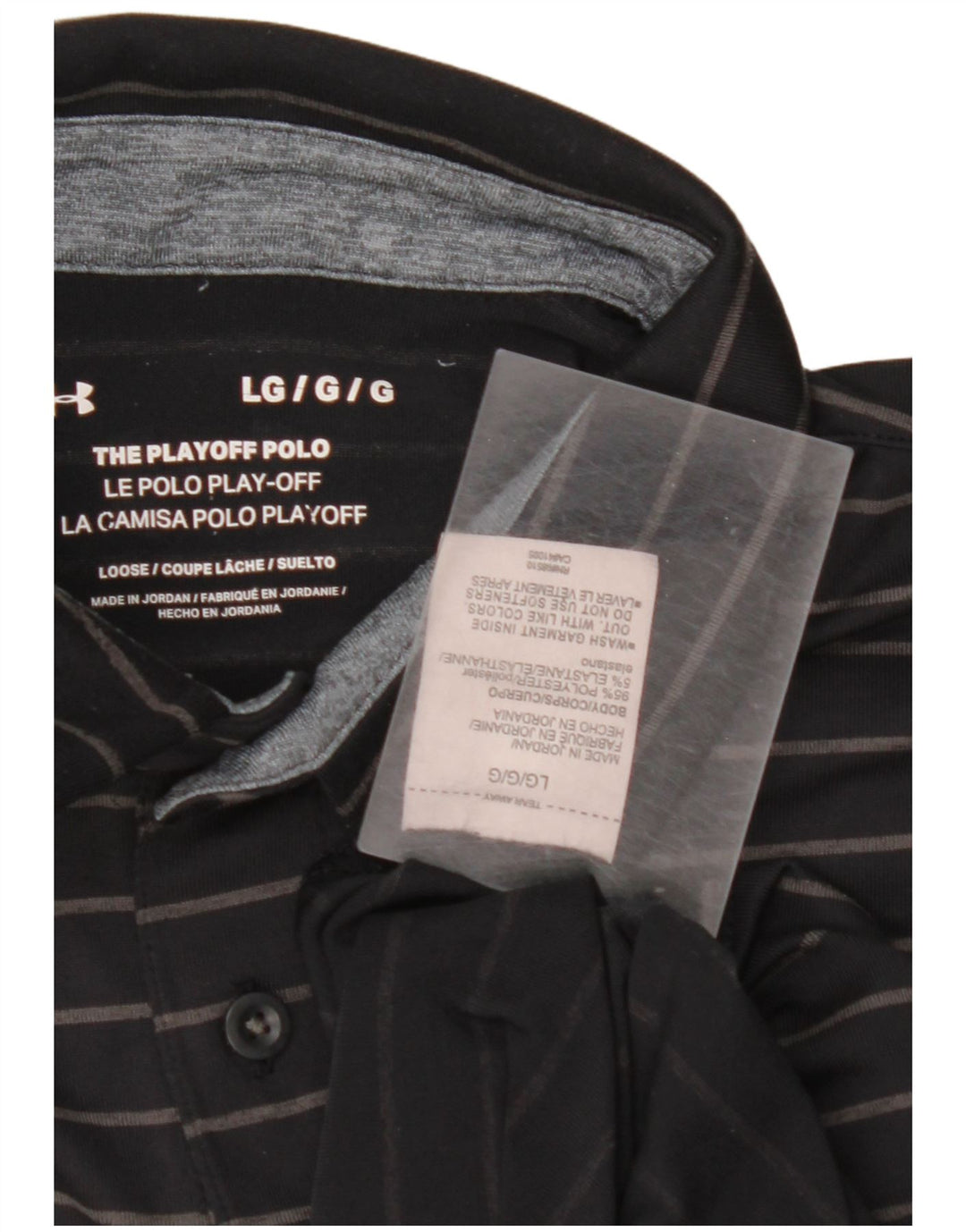 UNDER ARMOUR Polo Homme Large Noir Rayé Polyester