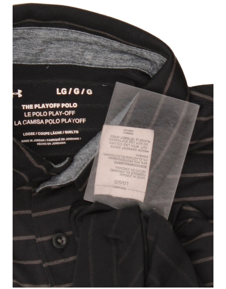 UNDER ARMOUR Polo Homme Large Noir Rayé Polyester