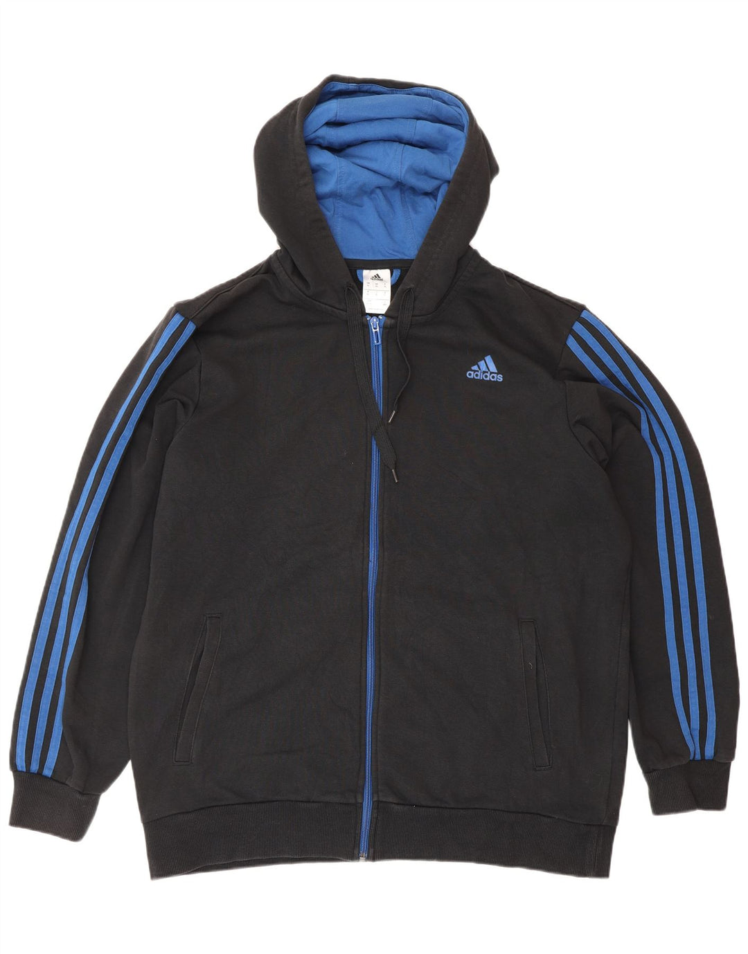 ADIDAS Pull à capuche zippé pour homme XL en coton noir