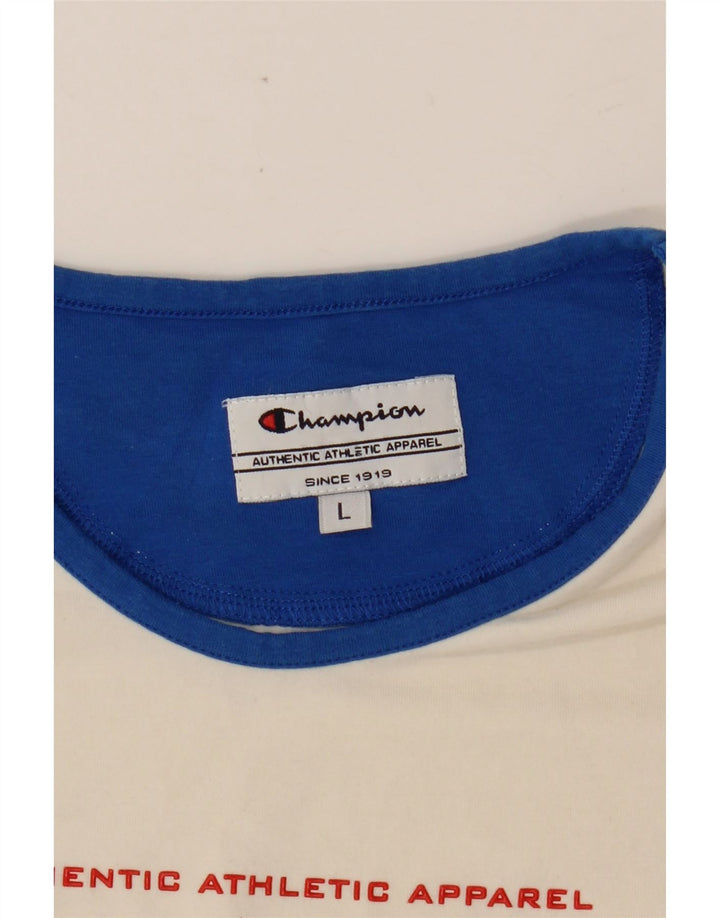 CHAMPION Haut graphique à manches longues pour femme UK 14 Large Blanc