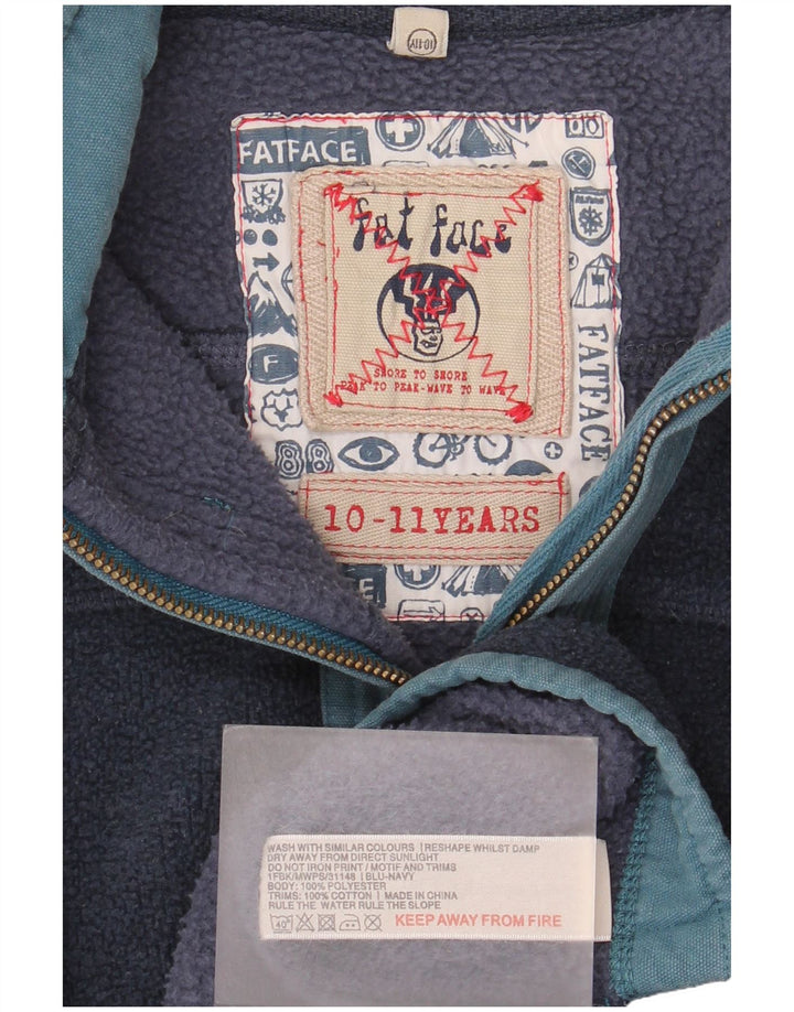 Fat Face Pull Polaire Col Zip Garçon 10-11 ans Bleu Marine Polyester