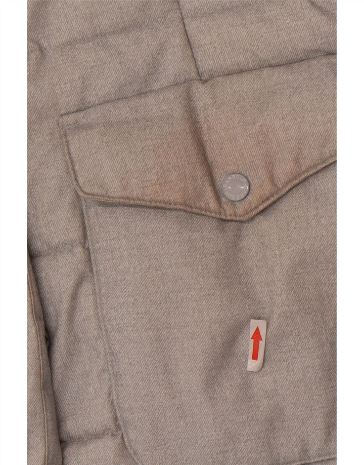 Barbour Manteau rembourré à capuche pour femme UK 16 Large Gris Polyester