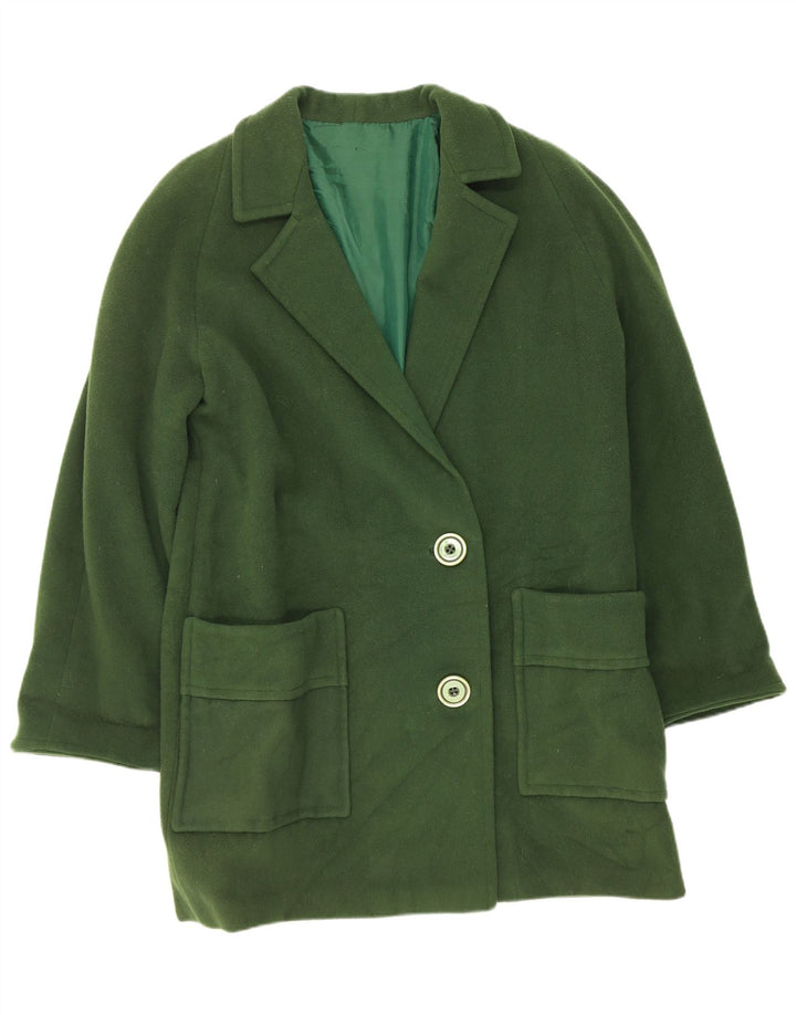 vintage Femme Pardessus UK 14 Vert Moyen