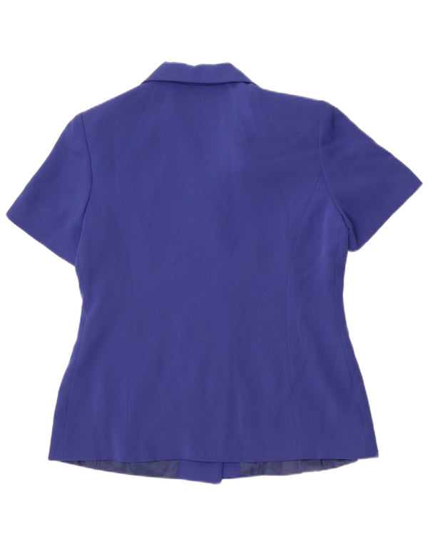 Dream Veste blazer croisée à manches courtes pour femme UK 12 Bleu moyen