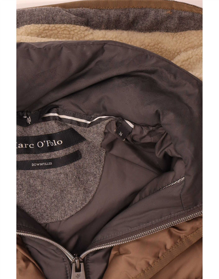 Marc O'Polo Veste matelassée à capuche pour femme EU 36 Small Marron Colourblock