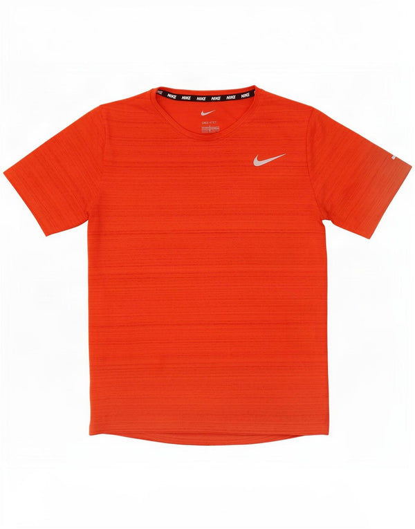 Nike Boys Dri Fit T-Shirt Top 12-13 Years Large Orange Striped Polyester