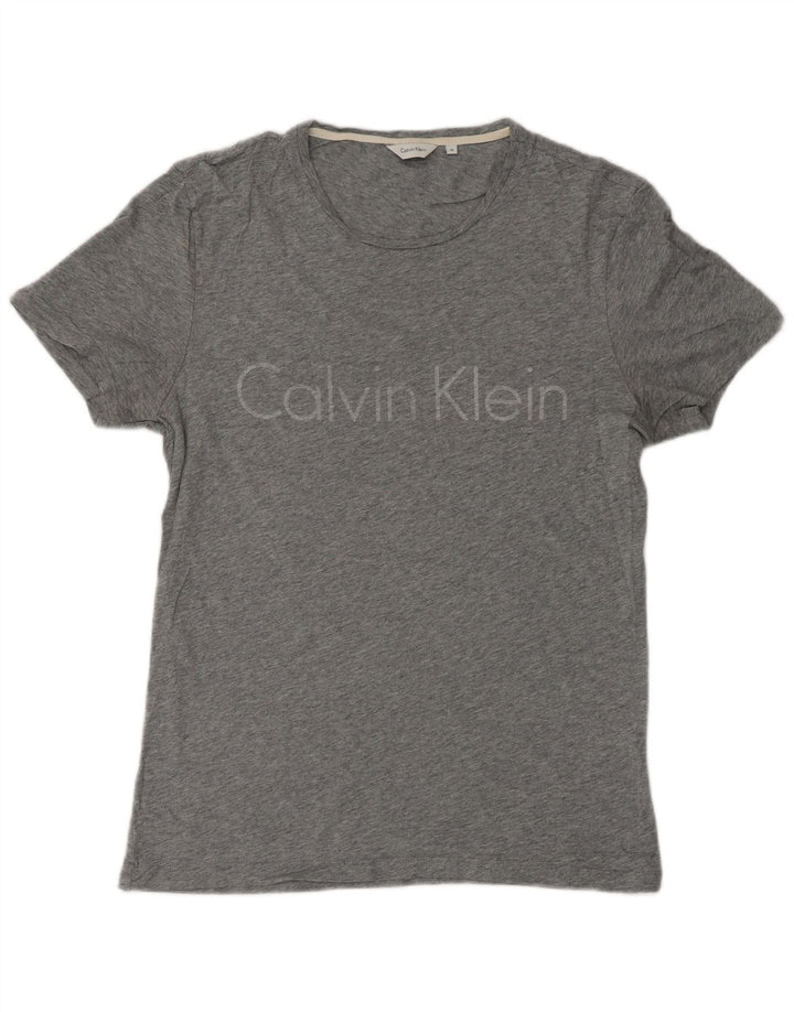CALVIN KLEIN T-Shirt Graphique Homme Gris Moyen Moucheté Coton