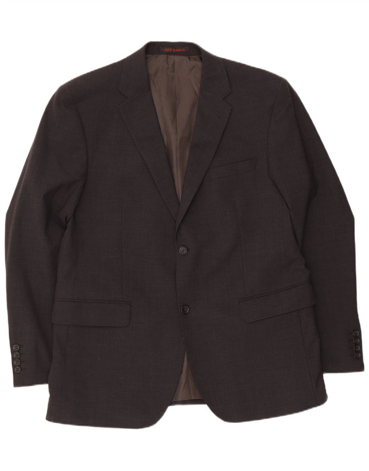 Jeff Banks Veste Blazer 2 Boutons Homme UK 42 XL Laine Grise