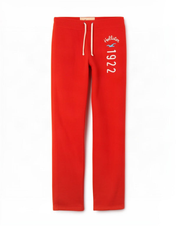 Hollister Pantalon de survêtement graphique pour femme UK 14 Large Rouge Coton