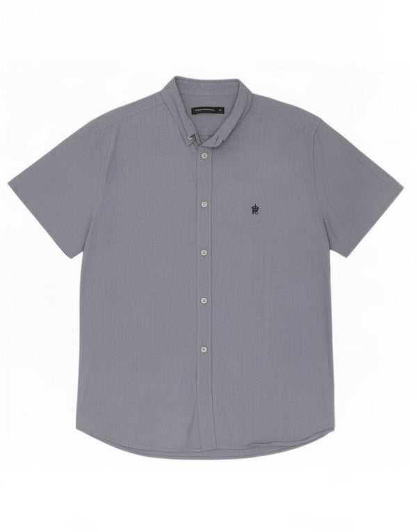 French Connection Chemise à Manches Courtes Homme XL Bleu Coton