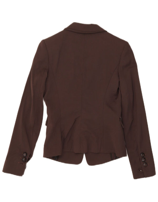 Pinko Veste Blazer 1 Bouton Femme UK 8 Petite Laine Marron
