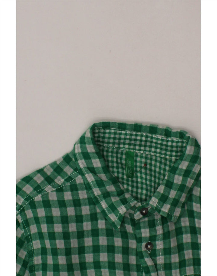 BENETTON Chemise à Manches Courtes Garçon 10-11 Ans Vichy Vert