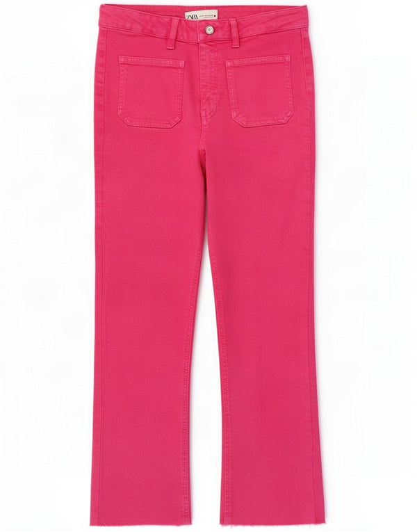 Jean droit femme Zara EU 38 Small W28 L26 Coton rose