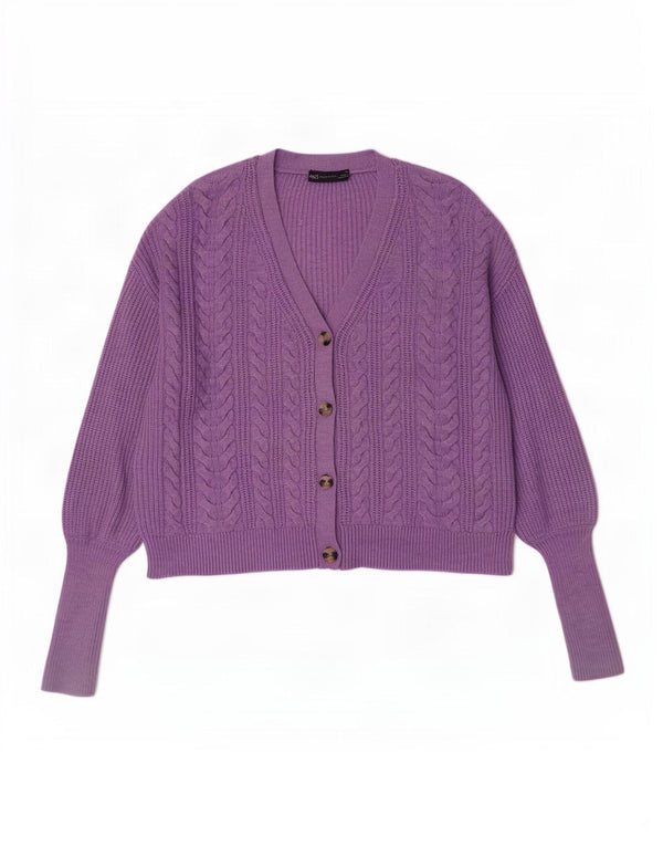 Marks & Spencer Pull cardigan court pour femme UK 14 Viscose violet moyen