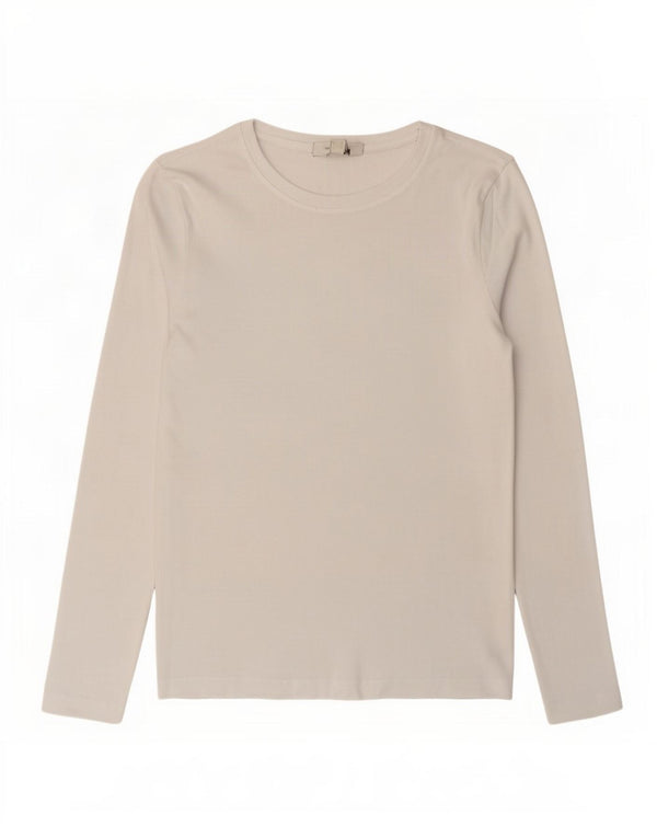 Marks & Spencer Womens Top Long Sleeve UK 10 Small White Cotton