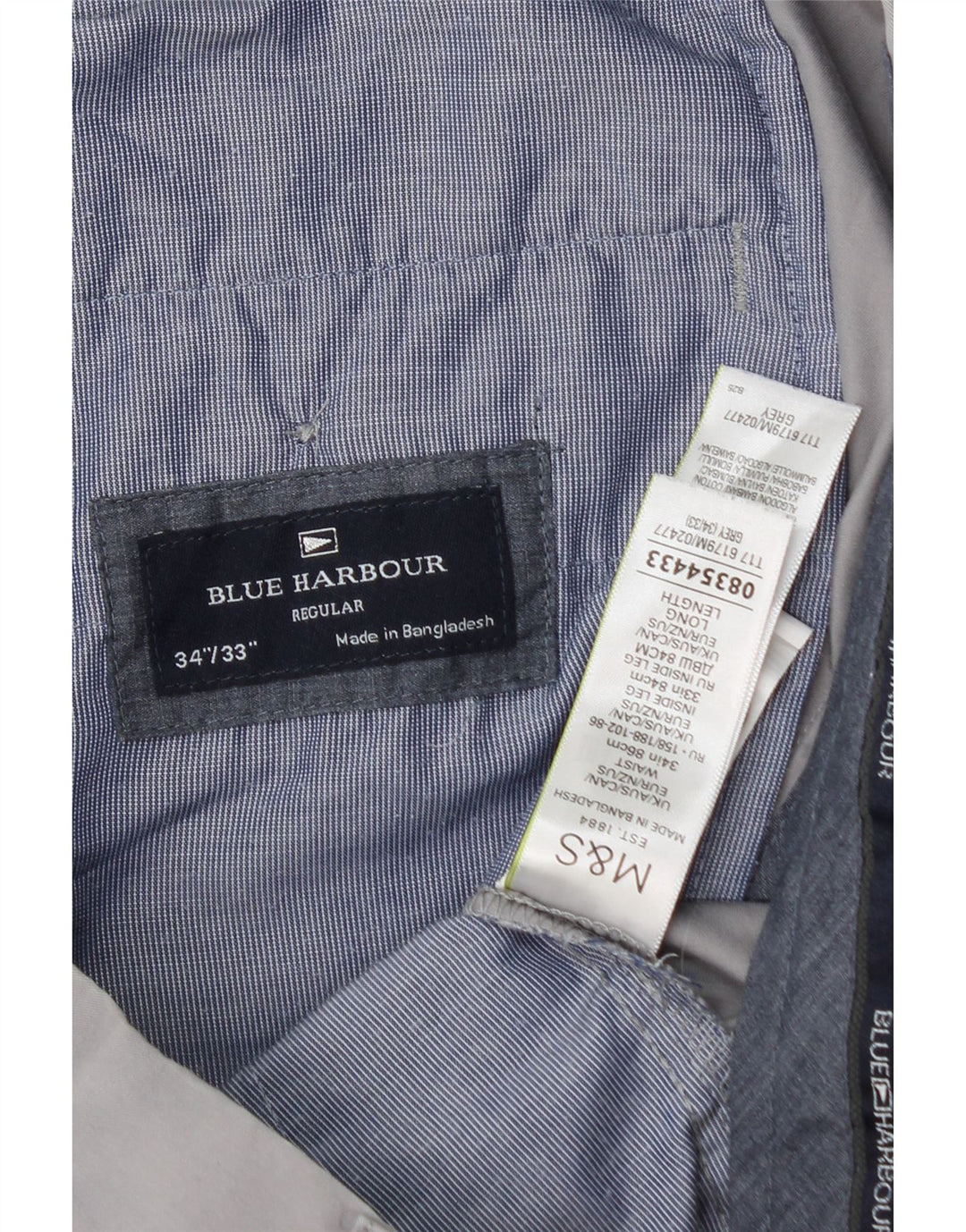 Marks & Spencer Pantalon Chino Coupe Regular Blue Harbor Homme W34 L33 Gris