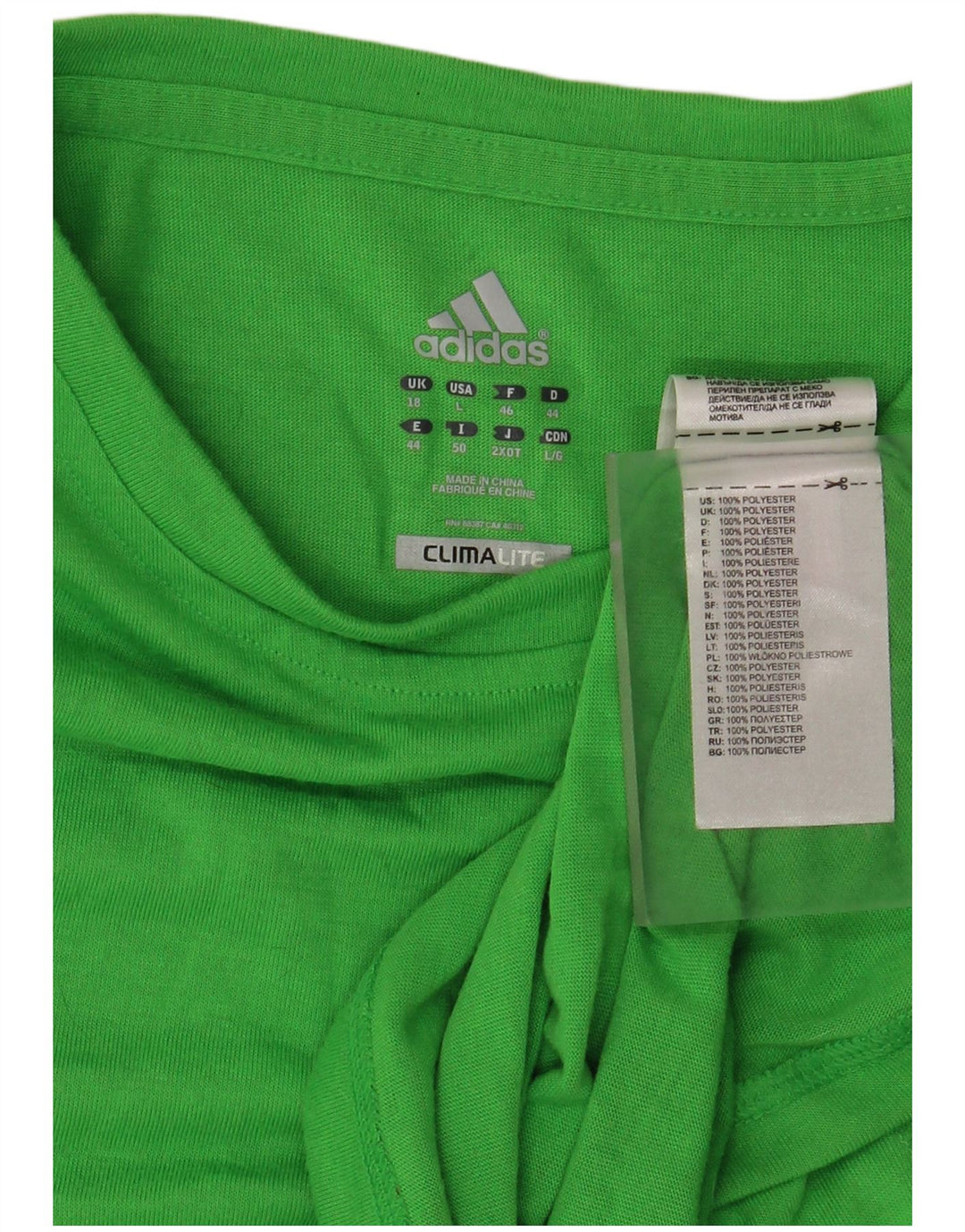 ADIDAS Climalite T-Shirt Top UK 18 XL Vert Polyester