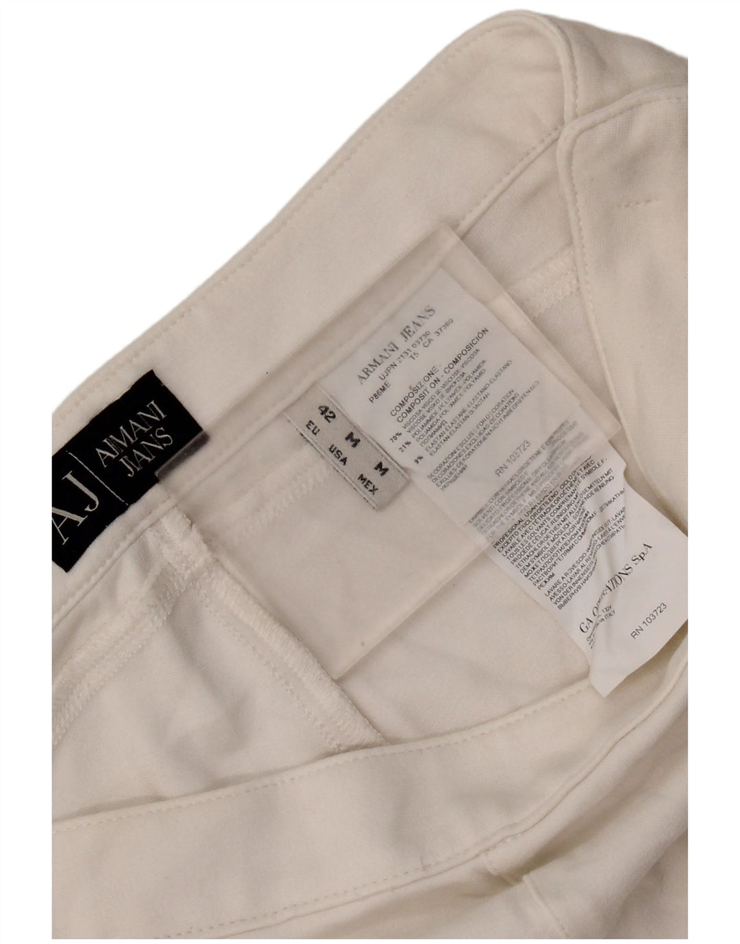 Armani Pantalon décontracté slim pour femme Medium W30 L26 Viscose blanche