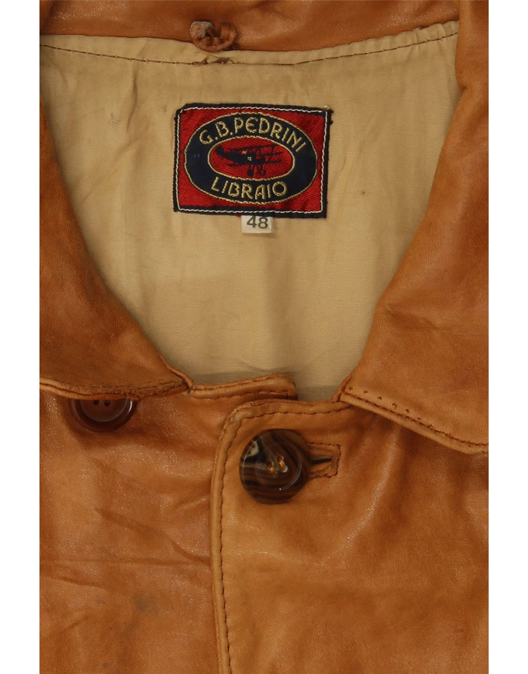 GB.PEDRINI Veste en Cuir Homme IT 48 Cuir Beige Moyen