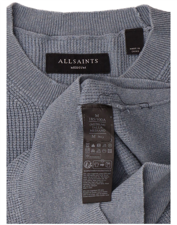 ALL SAINTS Pull Col Rond Homme Bleu Moyen Coton