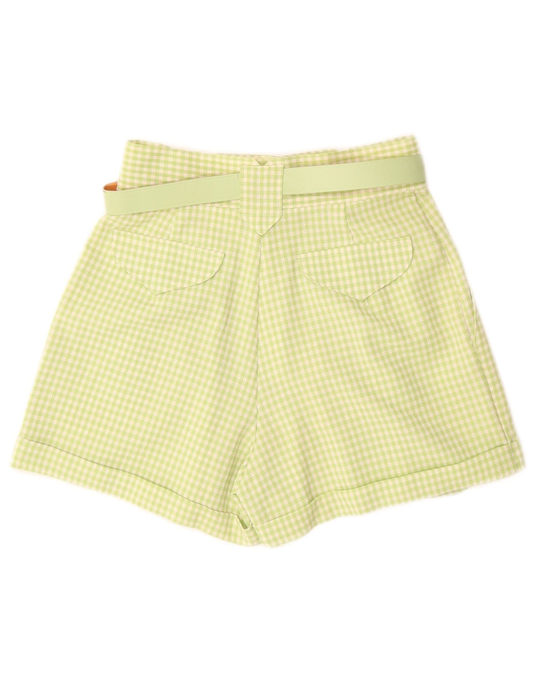 PIMKIE Short Chino Taille Haute Femme IT 44 Medium W26 Vichy Vert