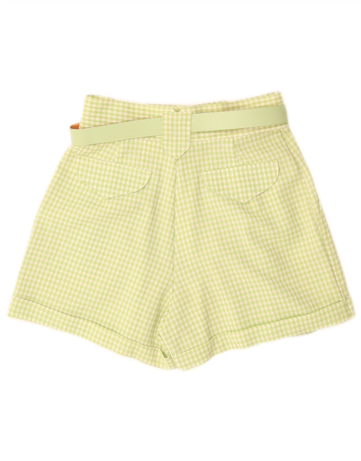 PIMKIE Short Chino Taille Haute Femme IT 44 Medium W26 Vichy Vert