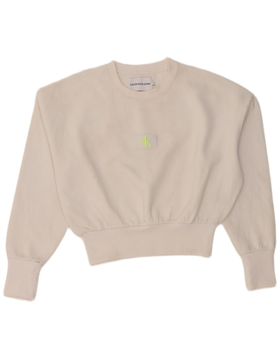 Calvin Klein Jeans Sweat-shirt surdimensionné pour femme UK 14 Blanc moyen